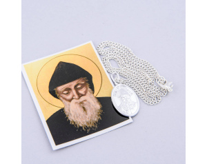 Medalik zwykły ze świętym Charbelem z łańcuszkiem