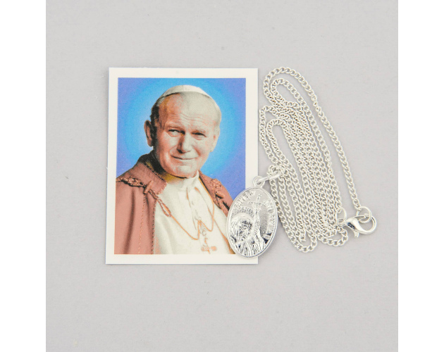 Medalik zwykły ze świętym Janem Pawłem II z łańcuszkiem