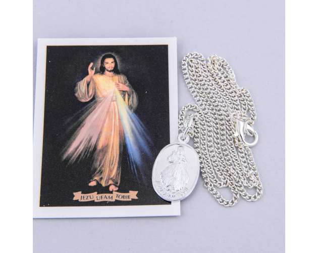 Medalik zwykły z Jezusem Miłosiernym z łańcuszkiem