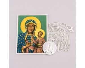 Medalik zwykły z Matką Boską Częstochowską z łańcuszkiem