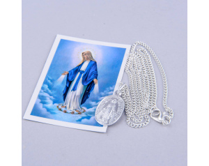 Medalik zwykły z Matką Boską Niepokalaną z łańcuszkiem