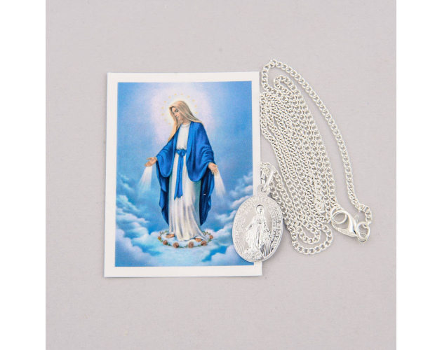 Medalik zwykły z Matką Boską Niepokalaną z łańcuszkiem