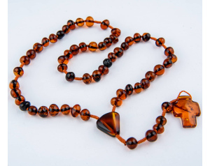 Różaniec Maryjny z Prawdziwego Bursztynu Ciemny