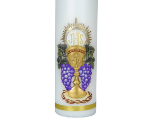 Świeca Ołtarzowa Biała Eucharystyczna, na Dar Pierwszej Komunii