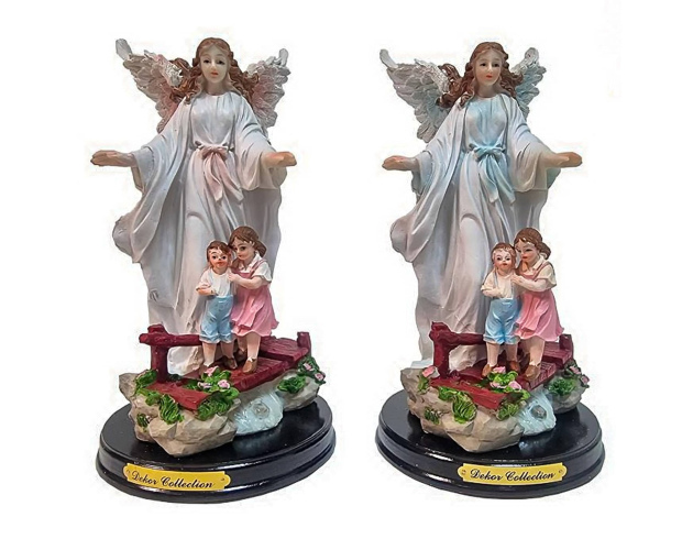 Figurka Anioł Stróż na kładce z dziećmi 20 cm