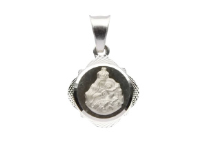 Medalik srebrny Matka Boża Szkaplerzna diamentowana