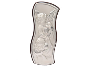 Obrazek srebrny ANIOŁ STRÓŻ Z LATARENKĄ Fala