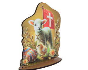 Baranek Wielkanocny z pisankami - figurka ze sklejki