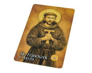 Karta z modlitwą i relikwiami Święty Franciszek