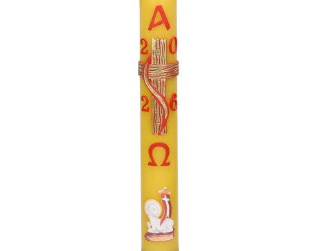 Paschał Krzyż Biały Baranek Żółty 100 cm