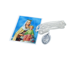 Medalik zwykły z Matką Boską Szkaplerzną z łańcuszkiem