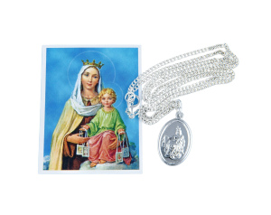 Medalik zwykły z Matką Boską Szkaplerzną z łańcuszkiem