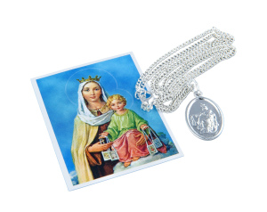 Medalik zwykły z Matką Boską Szkaplerzną z łańcuszkiem