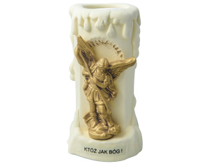 Świeczka z wizerunkiem św. Michała Archanioła gipsowa, na tealighta