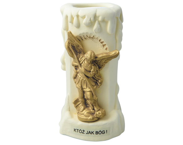 Świeczka z wizerunkiem św. Michała Archanioła gipsowa, na tealighta