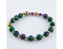 Bransoletka różaniec z kamieni na rękę - zoisyt z rubinem
