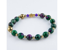 Bransoletka różaniec z kamieni na rękę - zoisyt z rubinem