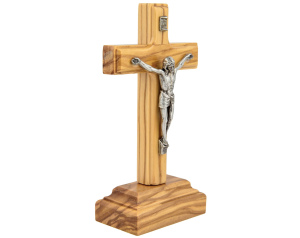 Krzyż drewniany stojący z drzewa oliwnego 12 cm