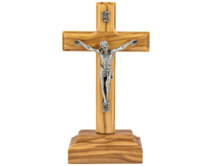 Krzyż drewniany stojący z drzewa oliwnego 12 cm