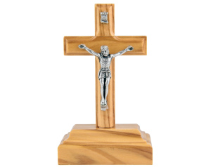 Krzyż drewniany stojący z drzewa oliwnego 10 cm