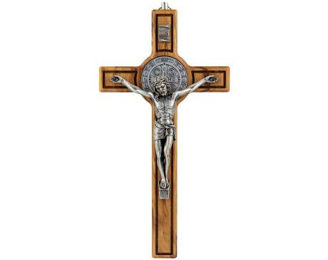 Krzyż oliwny z medalikiem Świętego Benedykta 20 cm