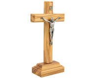 Krzyż drewniany stojący z drzewa oliwnego 14 cm