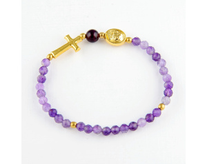 Bransoletka z Krzyżykiem Delikatna 4mm Ametyst