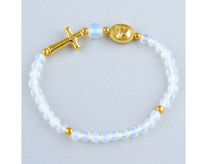 Bransoletka z Krzyżykiem Delikatna 4mm Opalit