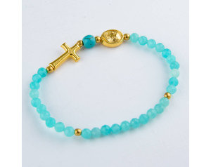 Bransoletka z Krzyżykiem Delikatna 4mm Amazonit