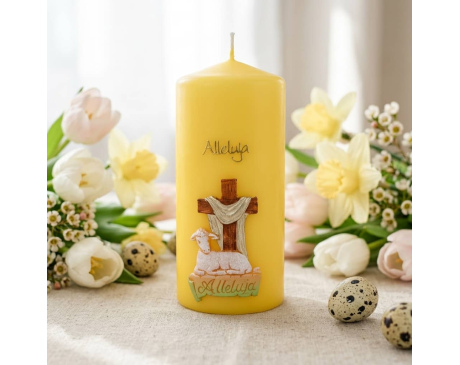 Świeca Wielkanocna Żółta z Barankiem