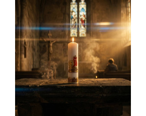 Świeca Ołtarzowa Biała na Wielkanoc z Barankiem