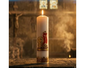 Świeca Ołtarzowa Biała na Wielkanoc z Barankiem 30 cm