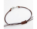 Bransoletka Sznureczek z Krzyżykiem Brązowa