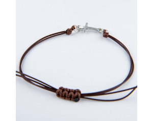 Bransoletka Sznureczek z Krzyżykiem Brązowa