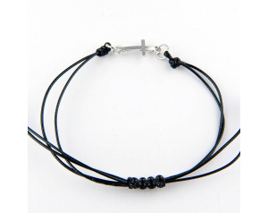 Bransoletka Sznureczek z Krzyżykiem Czarna