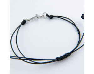 Bransoletka Sznureczek z Krzyżykiem Czarna