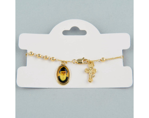 Bransoletka Różańcowa z Krzyżykiem i medalikiem ze świętym Charbelem