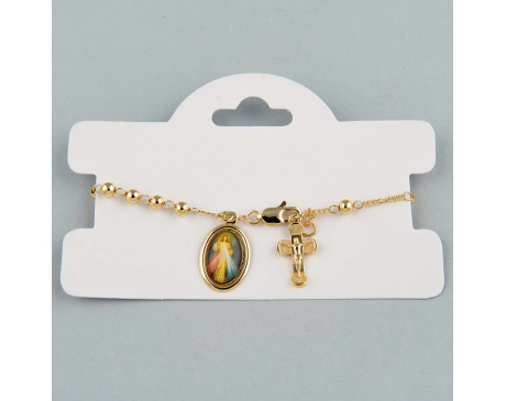 Bransoletka Różańcowa z Krzyżykiem i medalikiem ze Jezusem Miłosiernym