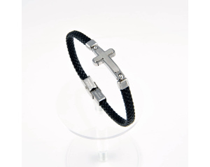 Bransoletka Męska Pleciona z Metalowym krzyżem