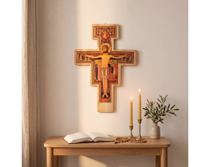 Krzyż franciszkański bukowy jasny 45 cm