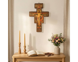 Krzyż franciszkański bukowy ciemny 45 cm