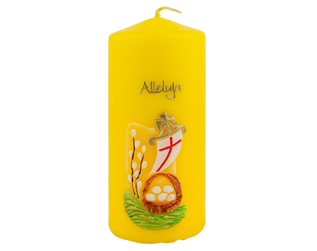 Świeca Wielkanocna Alleluja Żółta - Tradycyjna Ozdoba na Wielkanoc