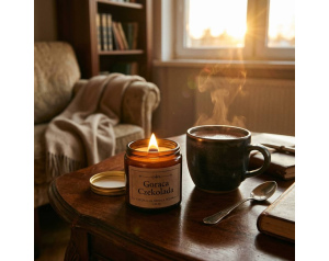 Naturalna Świeca Sojowa Zapach Gorączek Czekolady z Drewnianym Knotem