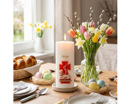 Świeca Wielkanocna Biała Alleluja 17 cm