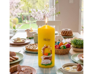 Świeczka Wielkanocna z Barankiem Wielkanocnym Żółta