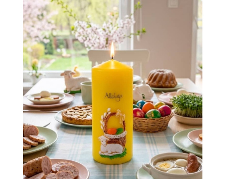 Świeczka Wielkanocna z Barankiem Wielkanocnym Żółta