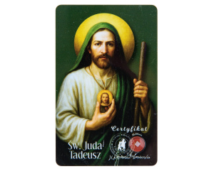 Karta z modlitwą i relikwiami Święty Juda Tadeusz