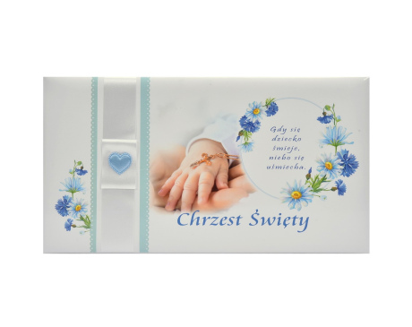 Pamiątka Chrztu Świętego Pozioma Niebieska