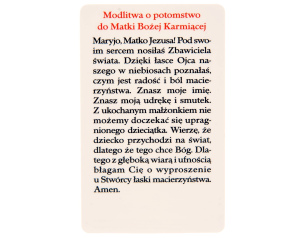 Karta z modlitwą Matka Boża z Dzieciątkiem – laminowany