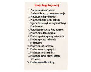 Karta z modlitwą Stacje Drogi Krzyżowej